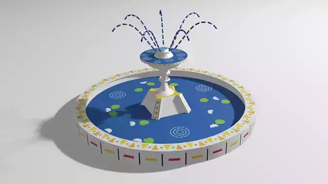 Cartoon Fountain Low-poly 3D model