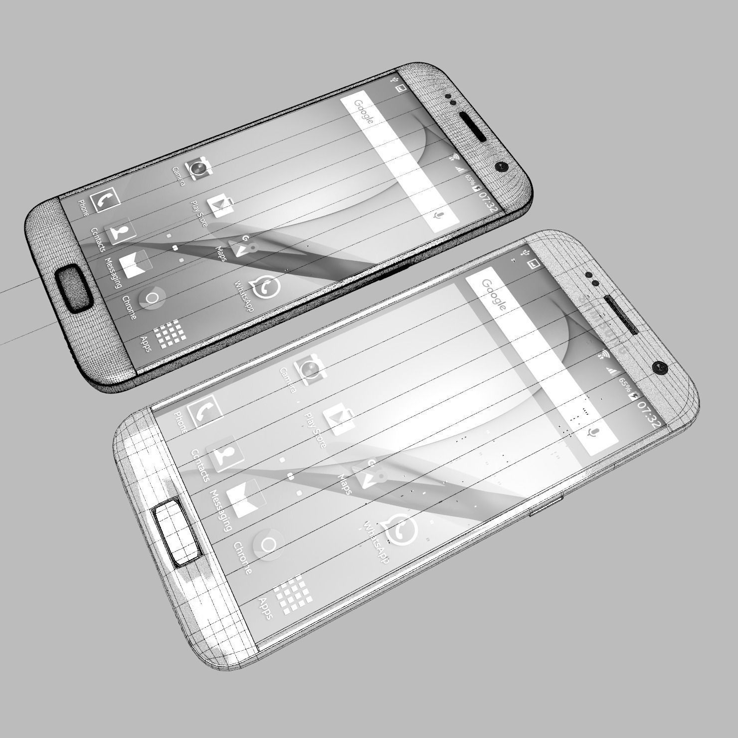 Samsung Galaxy S7 Gold with PCB and battery Low-poly 3D model_28