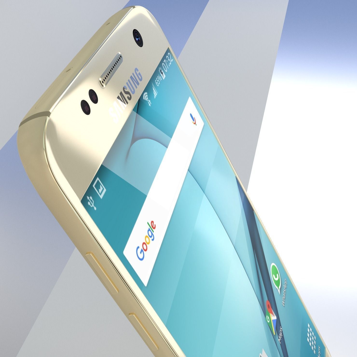 Samsung Galaxy S7 Gold with PCB and battery Low-poly 3D model_14