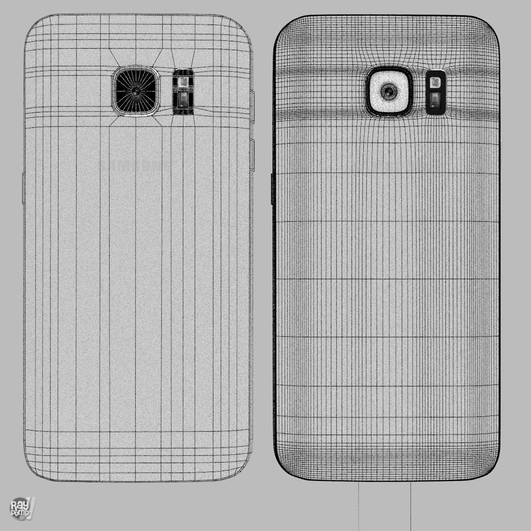 Samsung Galaxy S7 Gold with PCB and battery Low-poly 3D model_25