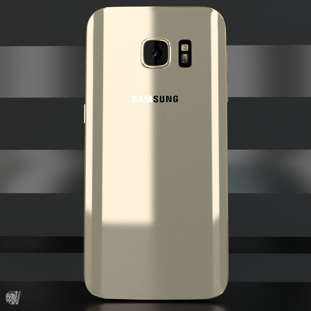 Samsung Galaxy S7 Gold with PCB and battery Low-poly 3D model_2