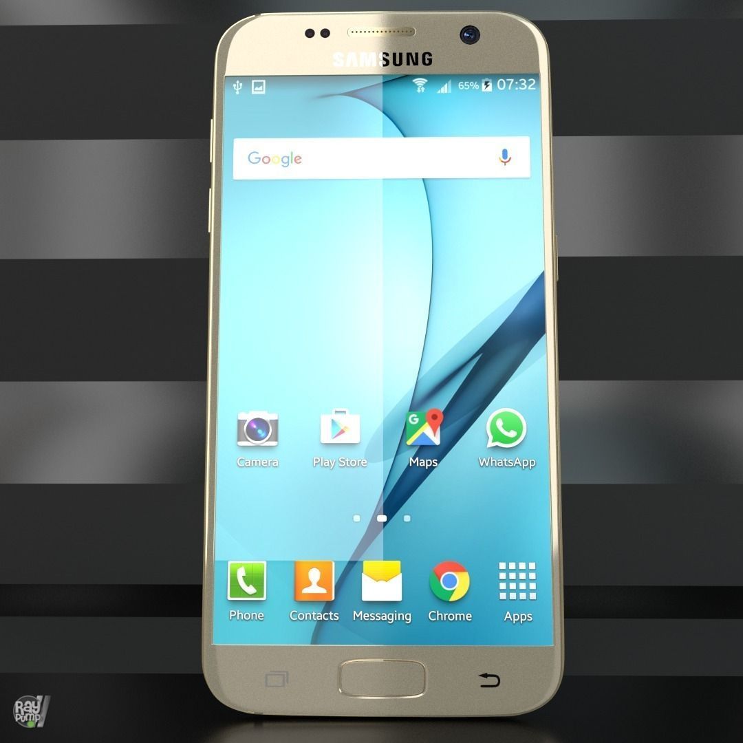 Samsung Galaxy S7 Gold with PCB and battery Low-poly 3D model_11