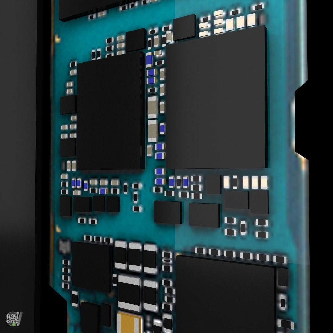 Samsung Galaxy S7 Gold with PCB and battery Low-poly 3D model_10