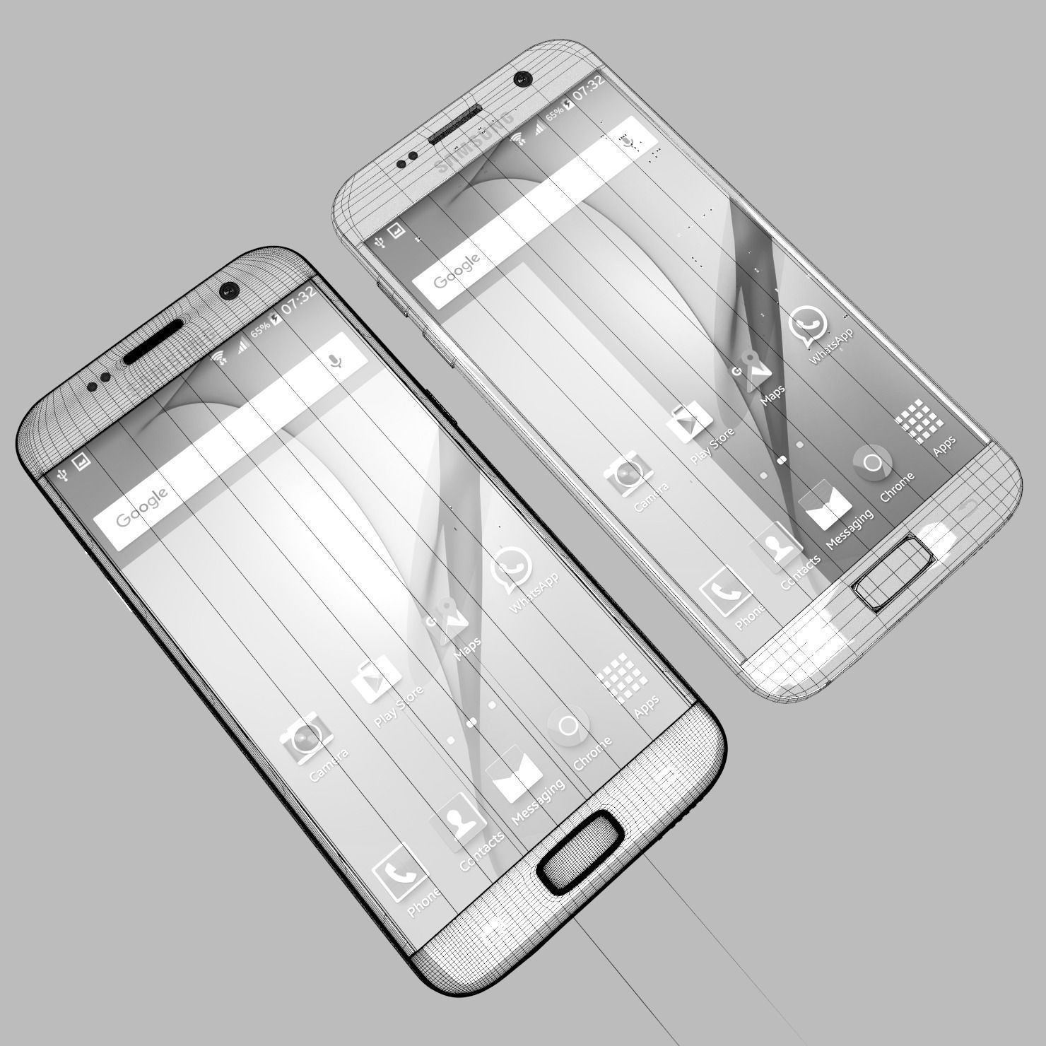 Samsung Galaxy S7 Gold with PCB and battery Low-poly 3D model_27