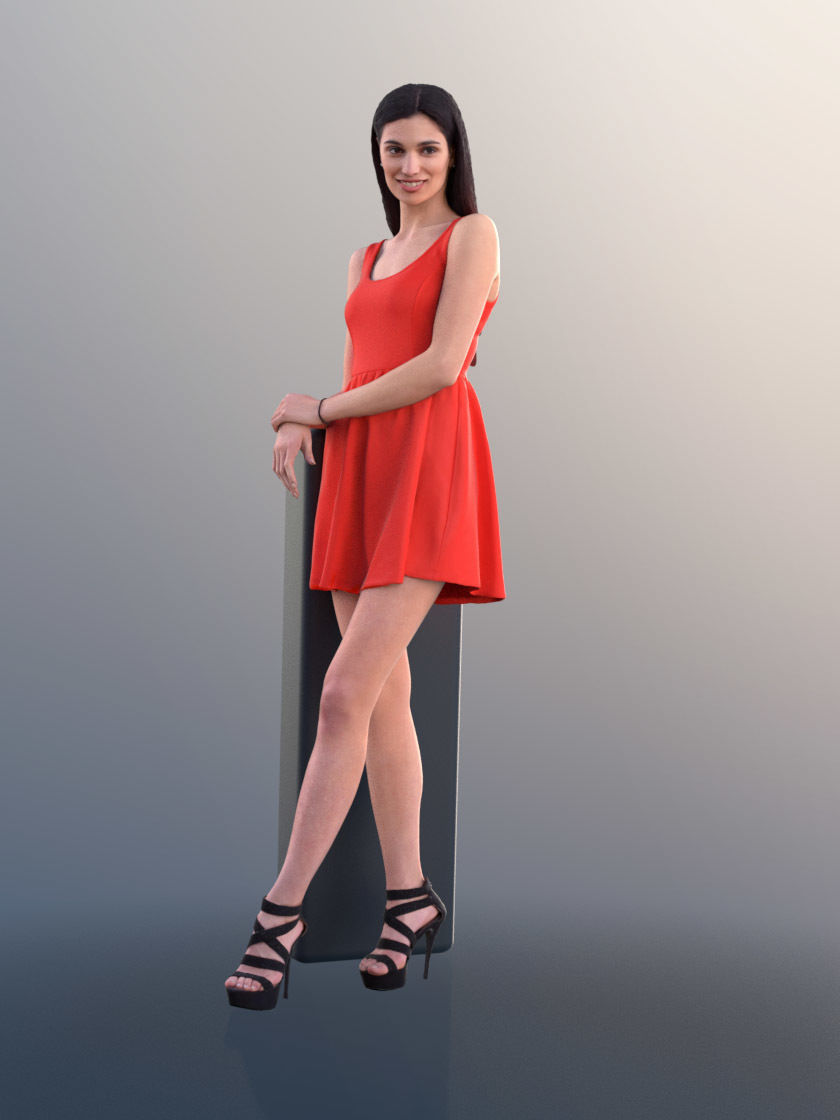 Myriam 10232 - Young Elegant Woman Leaning Against Something 3D model_2