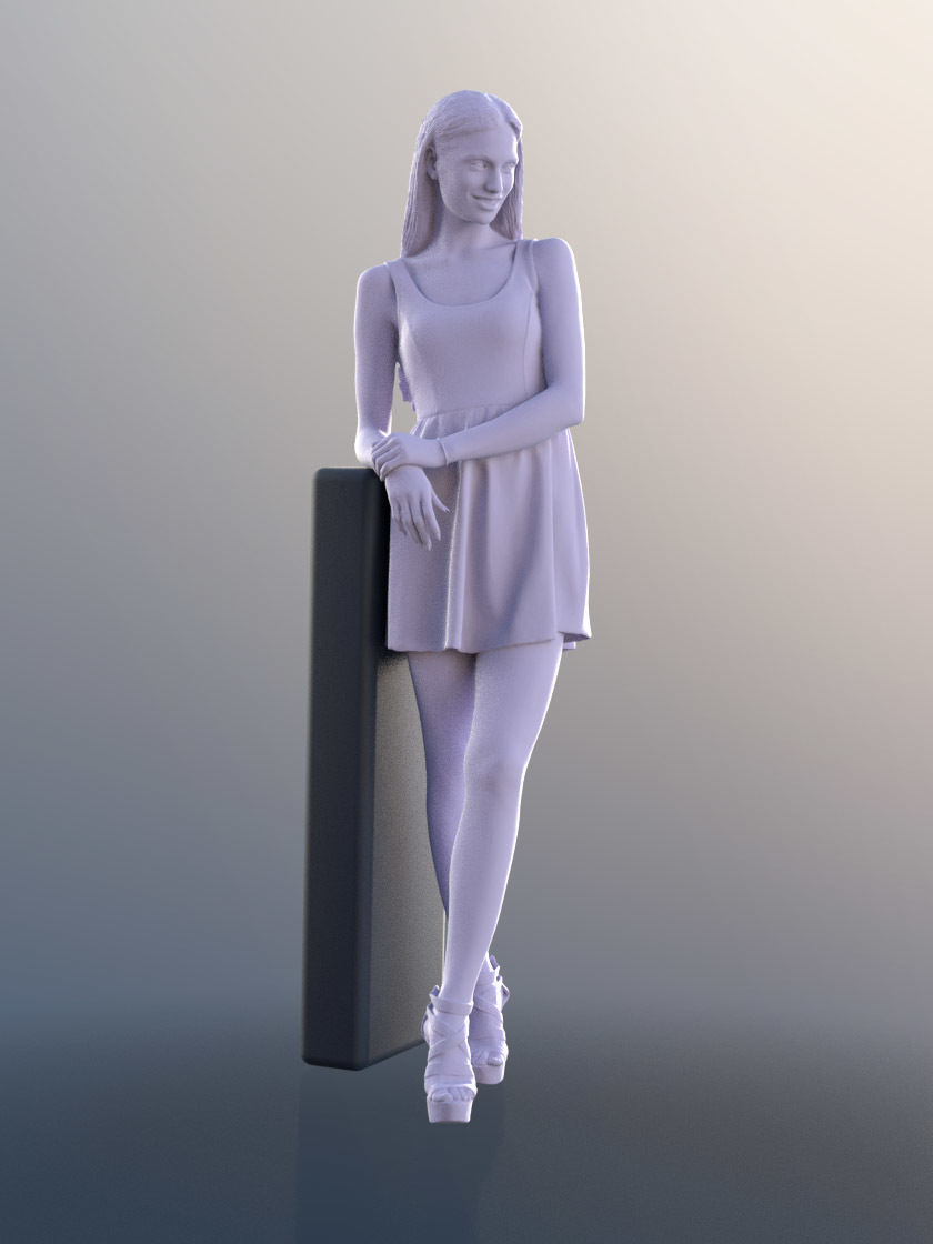 Myriam 10232 - Young Elegant Woman Leaning Against Something 3D model_5