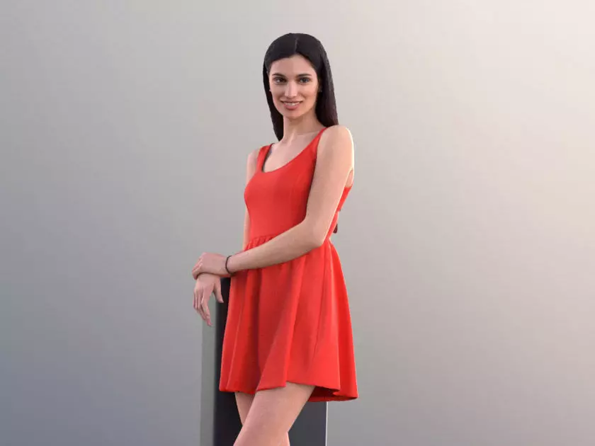 Myriam 10232 - Young Elegant Woman Leaning Against Something 3D model_0