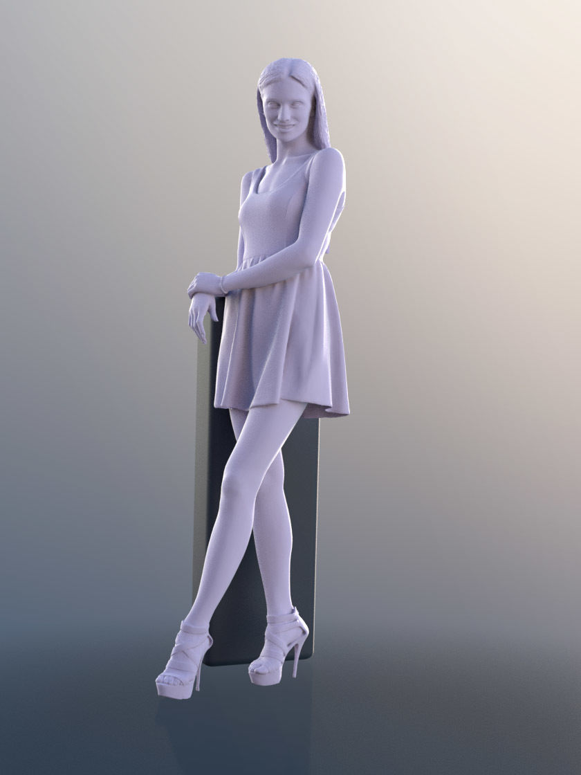 Myriam 10232 - Young Elegant Woman Leaning Against Something 3D model_4