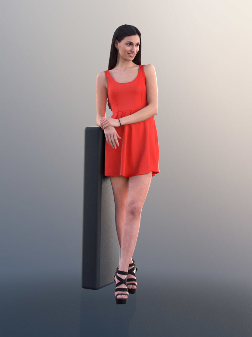 Myriam 10232 - Young Elegant Woman Leaning Against Something 3D model_3