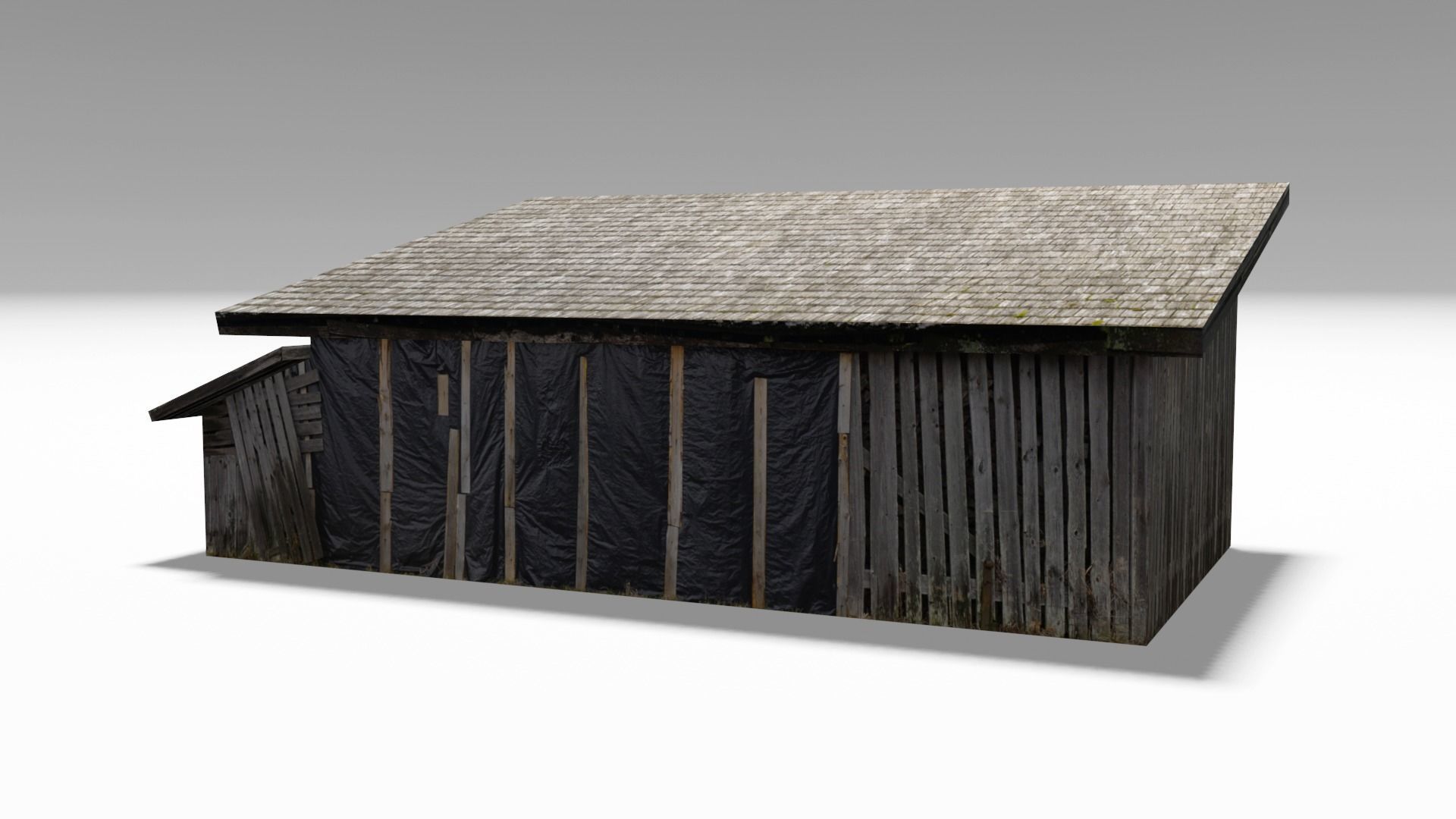 Wooden Shed Low-poly 3D model_3