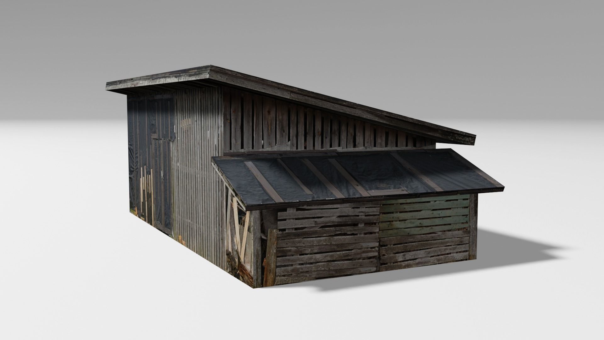 Wooden Shed Low-poly 3D model_1