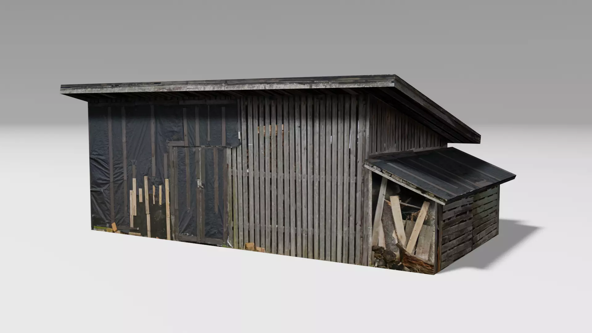 Wooden Shed Low-poly 3D model_0