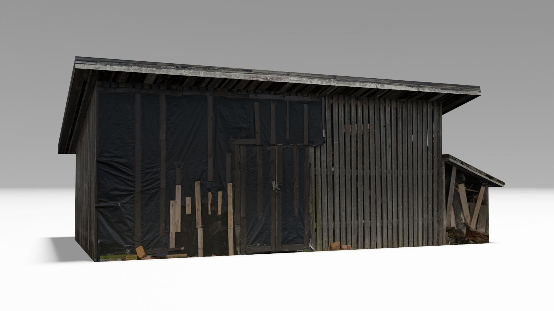 Wooden Shed Low-poly 3D model_5