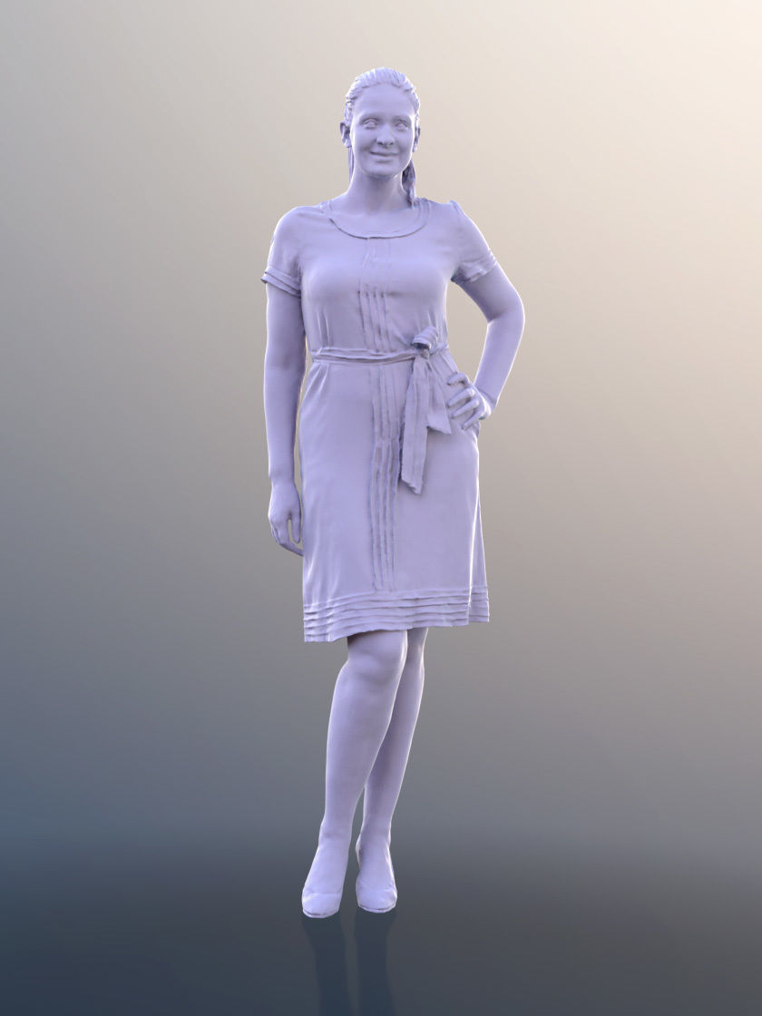 Amaya 10537 - Woman In Green Dress With Hand On Hips 3D model_4