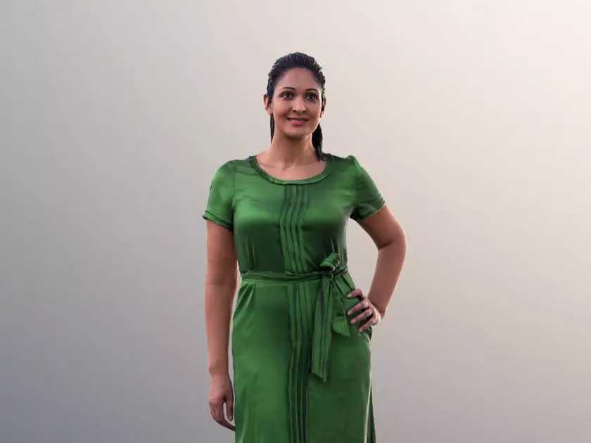 Amaya 10537 - Woman In Green Dress With Hand On Hips 3D model_0