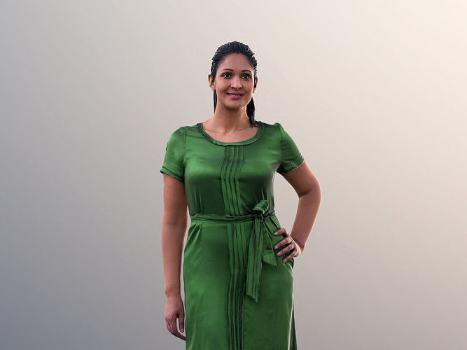 Amaya 10537 - Woman In Green Dress With Hand On Hips 3D model