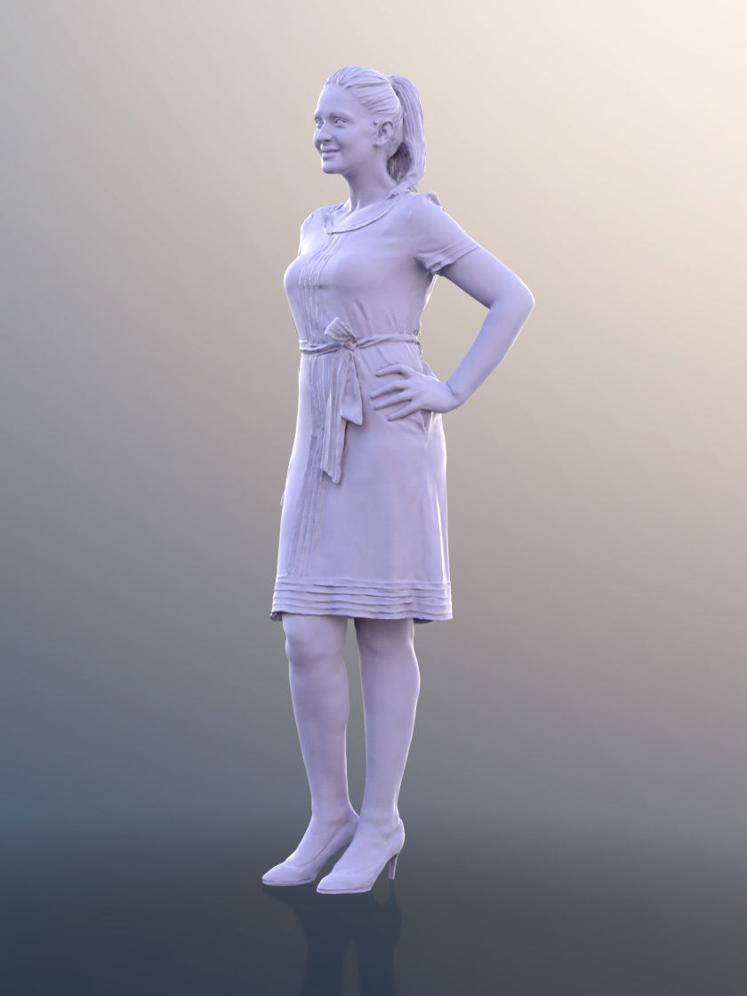 Amaya 10537 - Woman In Green Dress With Hand On Hips 3D model_5