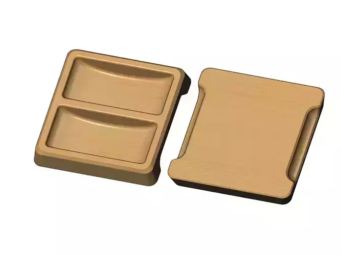 Square 2 pockets serving tray relief 3D print model