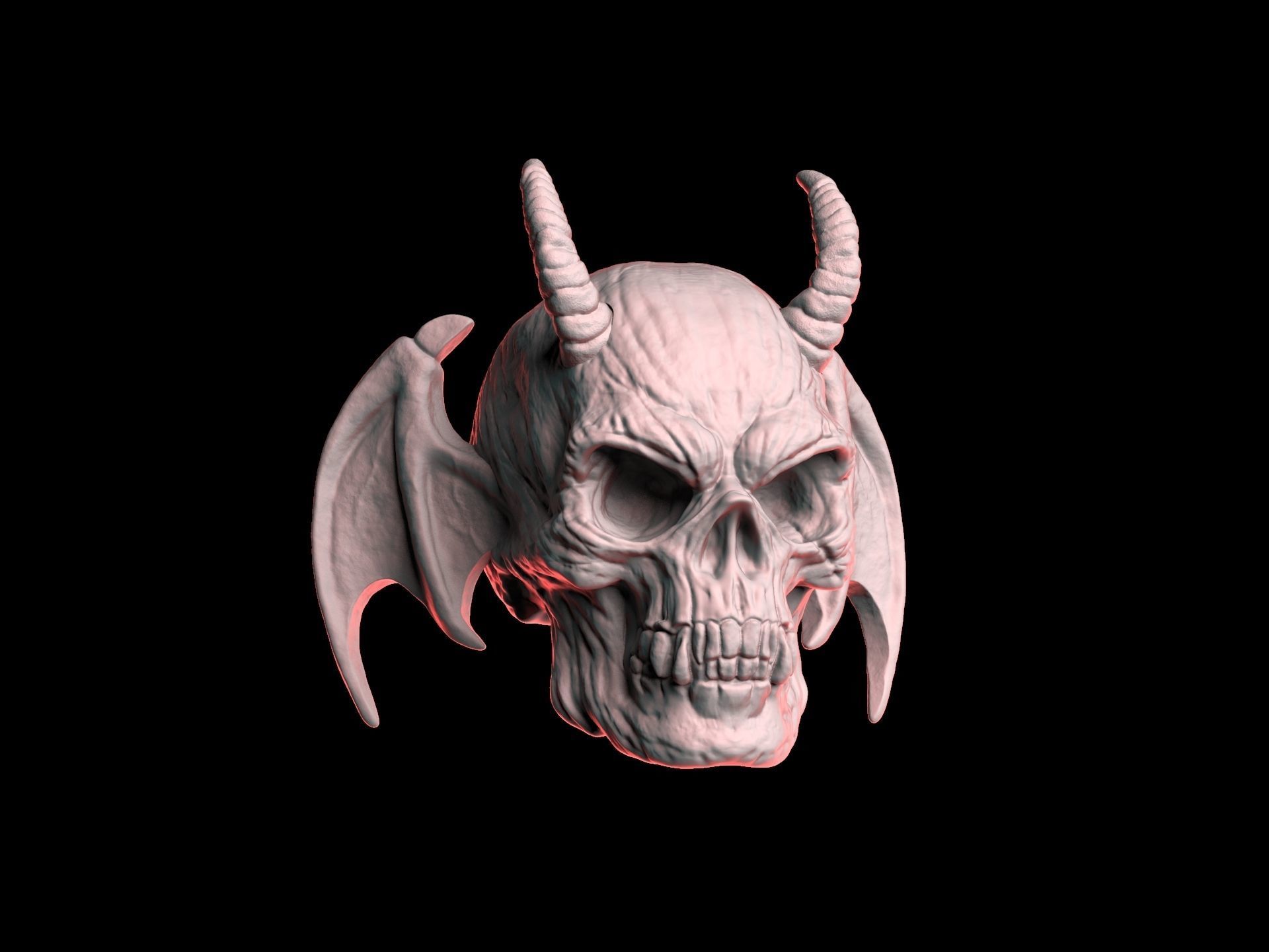 Demon Skull Wings 3D print model_1