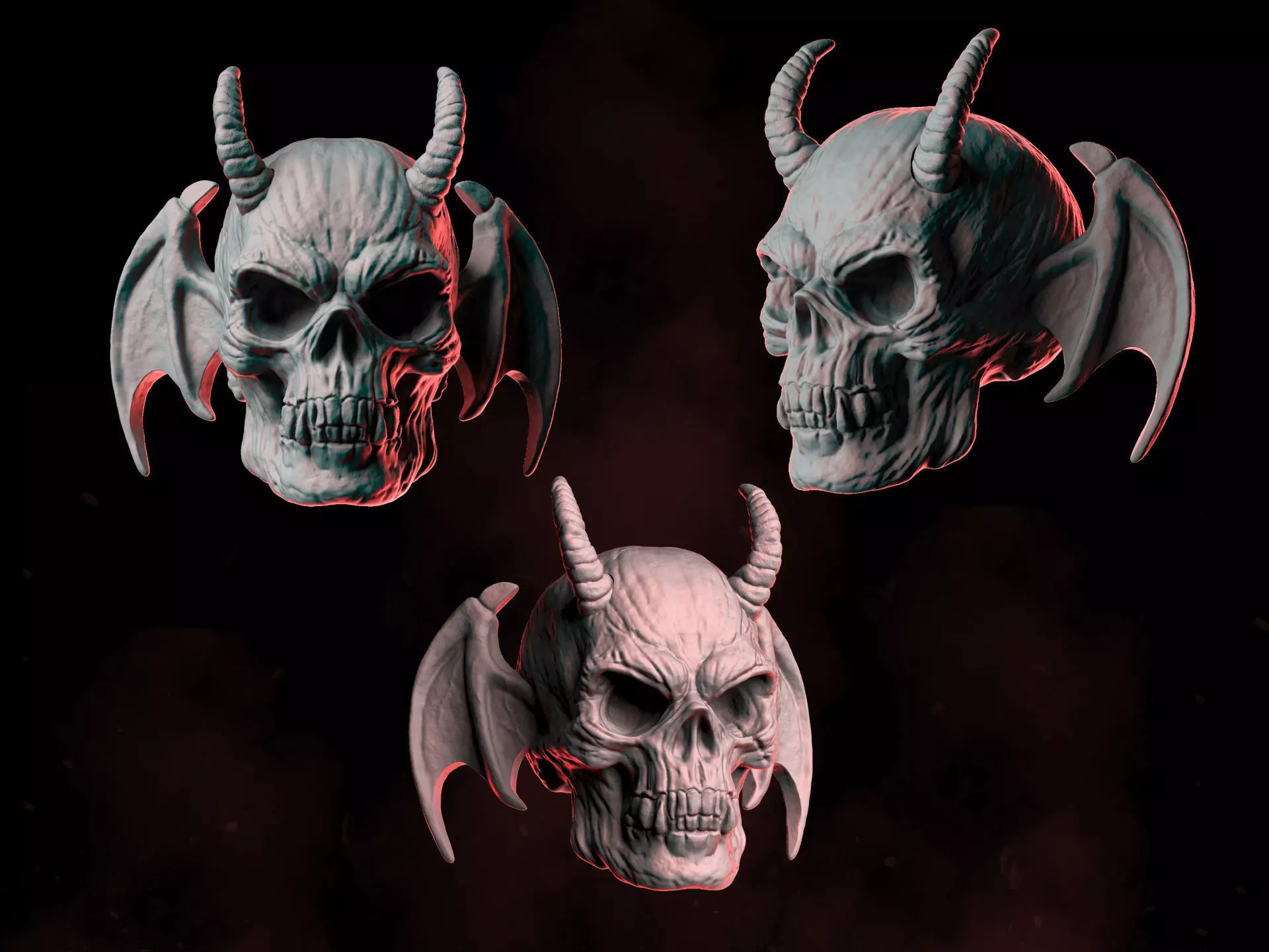 Demon Skull Wings 3D print model_0