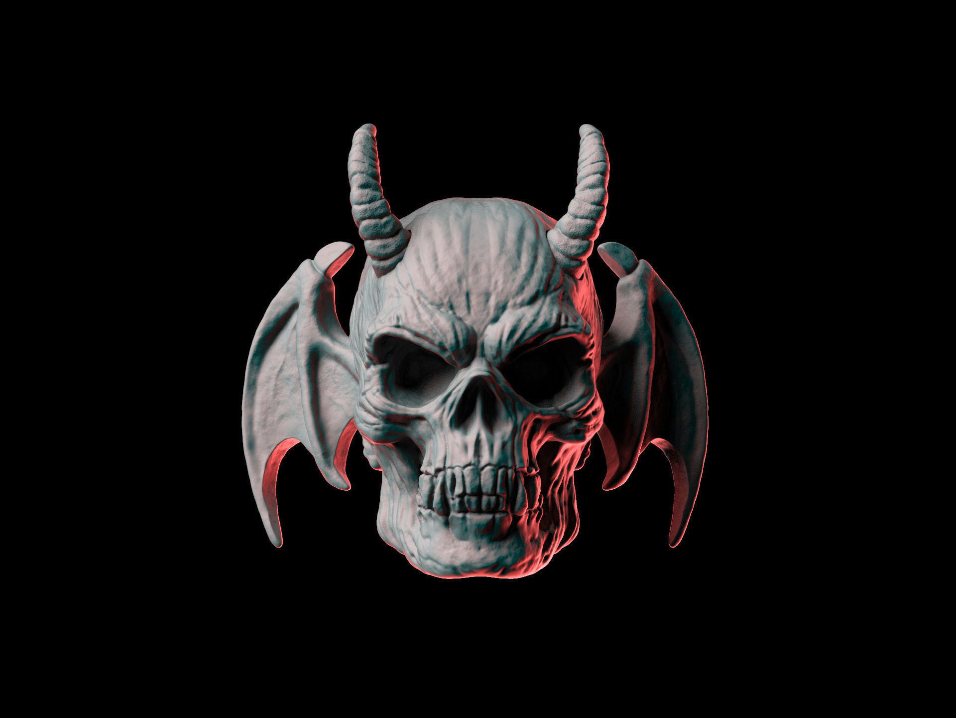 Demon Skull Wings 3D print model_2