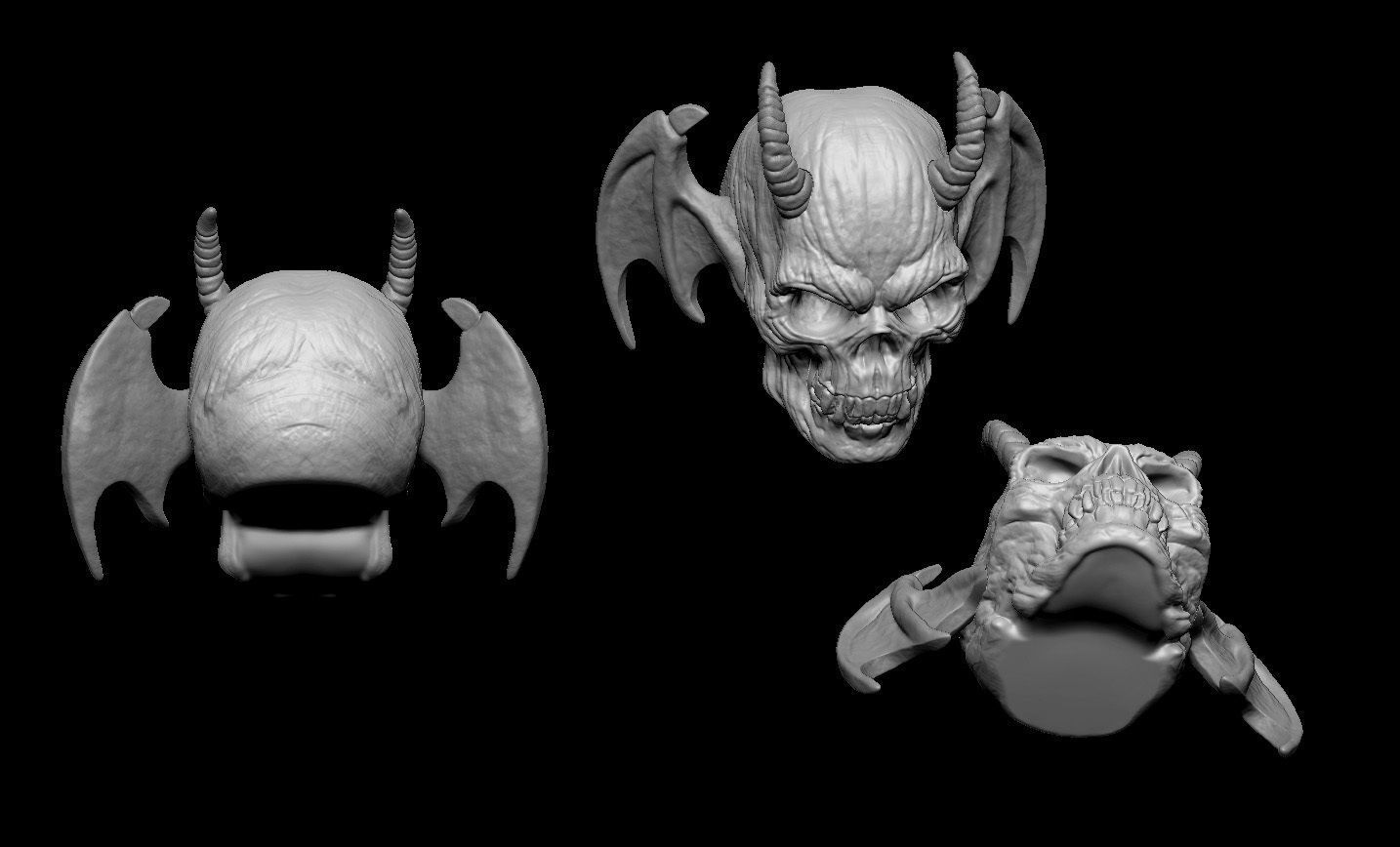Demon Skull Wings 3D print model_5