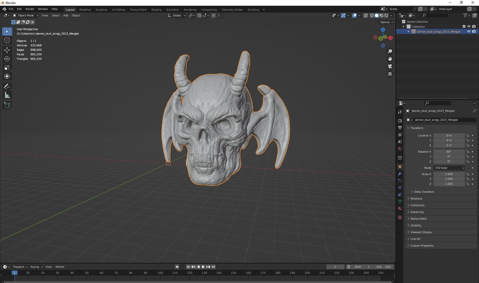 Demon Skull Wings 3D print model_12
