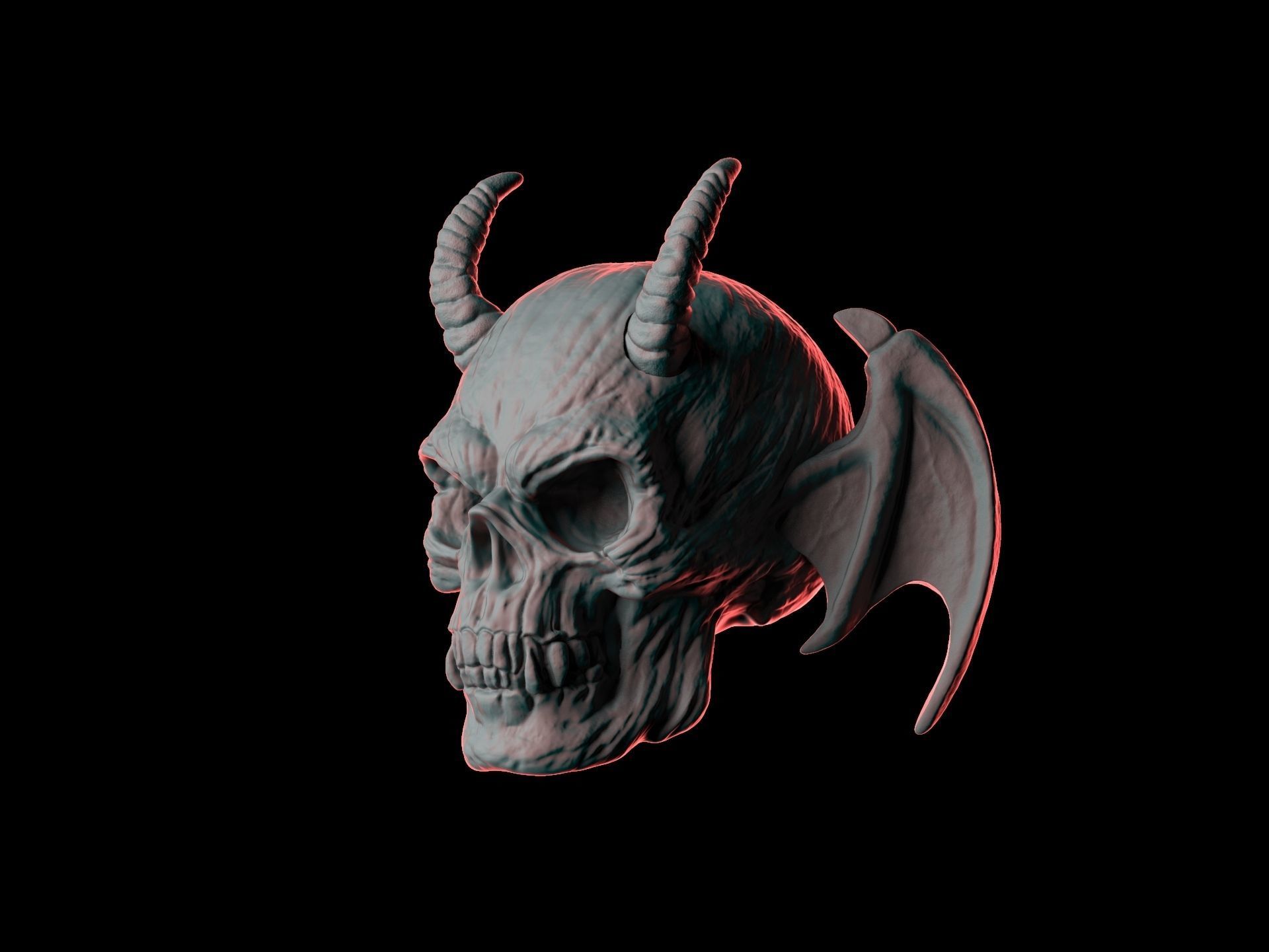 Demon Skull Wings 3D print model_3
