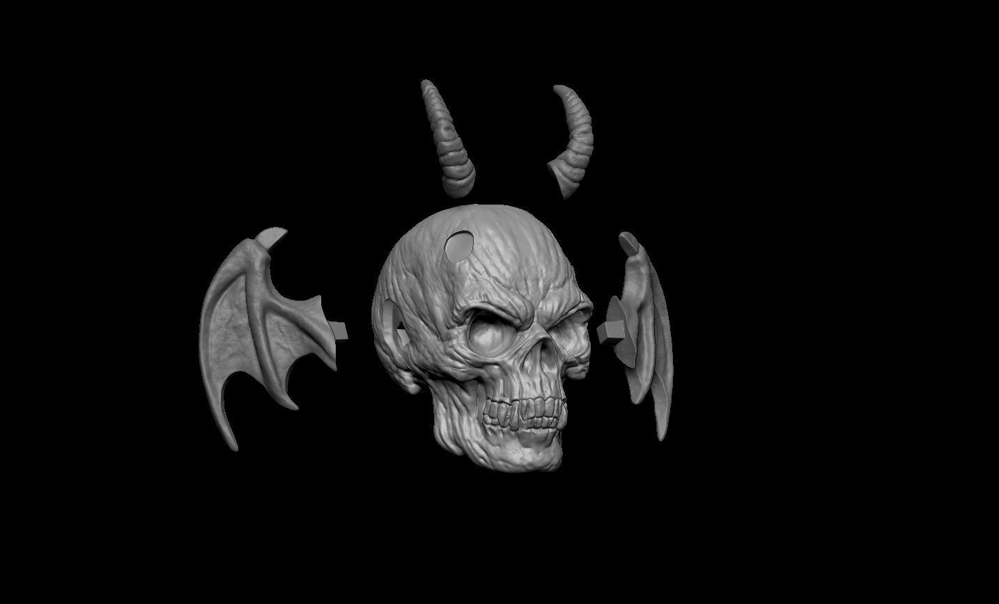 Demon Skull Wings 3D print model_6
