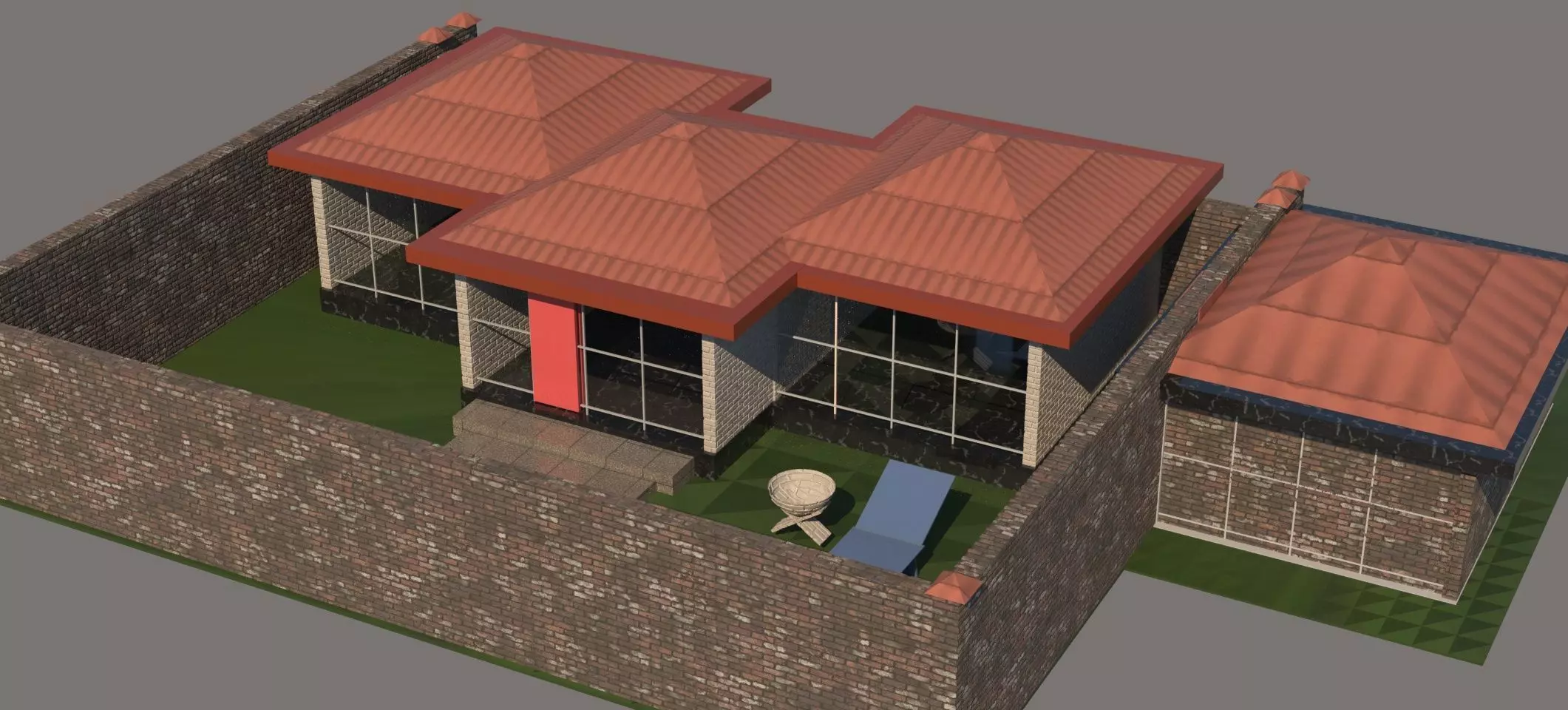 House with roof Free 3D model_0