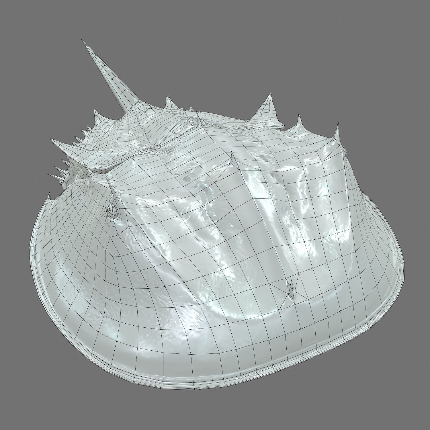 Horseshoe Crab Red Low-poly 3D model_18