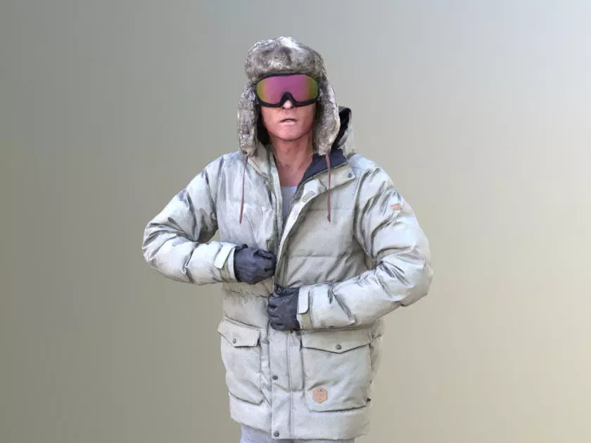 Andrew 10687 - Man In Winter Clothing Closing His Jacket 3D model_0