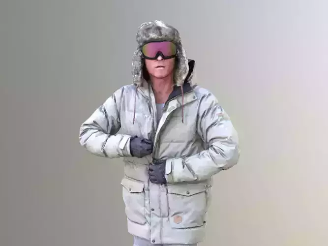 Andrew 10687 - Man In Winter Clothing Closing His Jacket 3D model