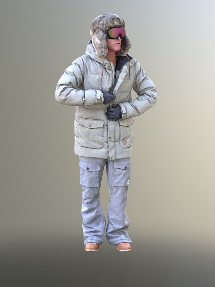 Andrew 10687 - Man In Winter Clothing Closing His Jacket 3D model_3