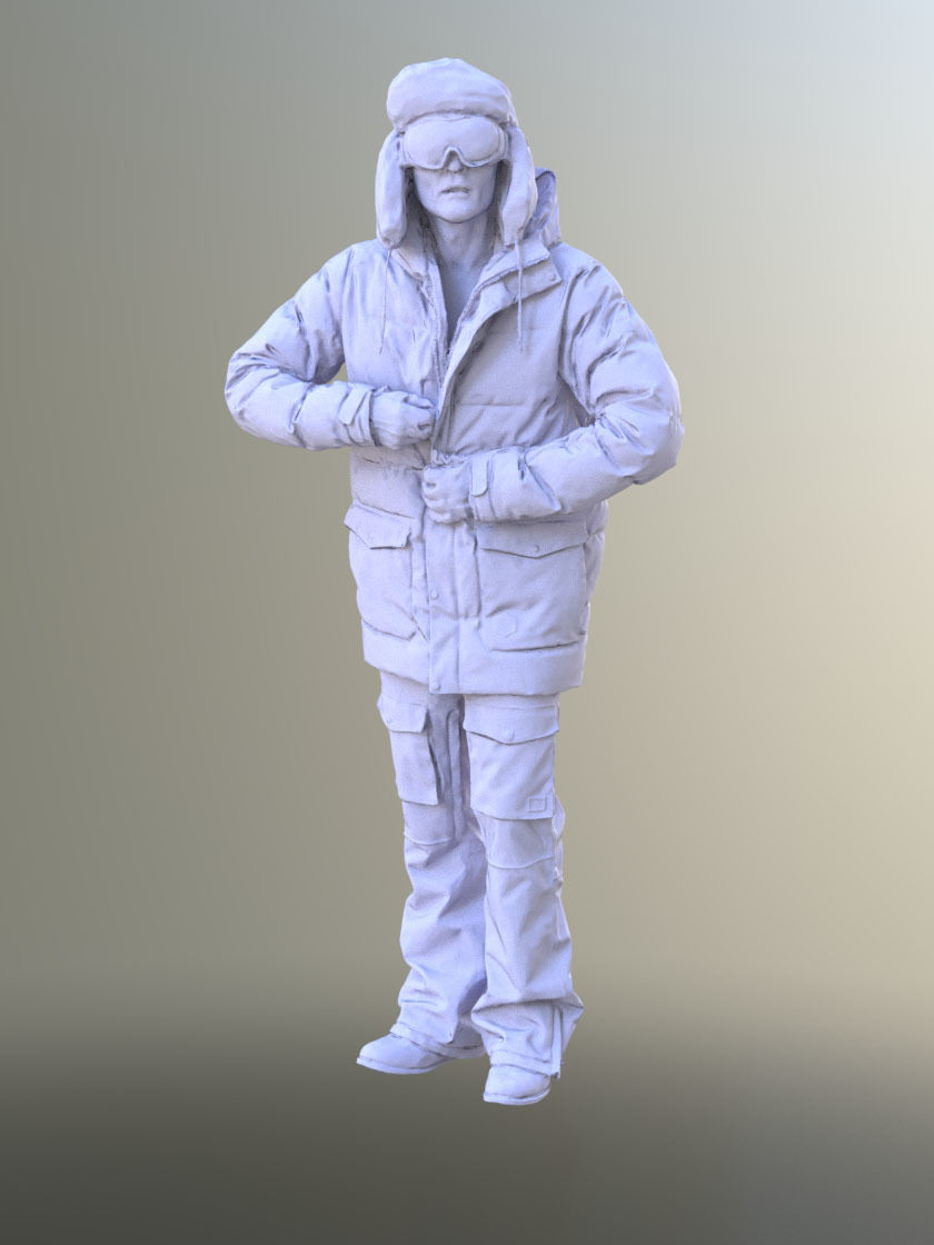Andrew 10687 - Man In Winter Clothing Closing His Jacket 3D model_4