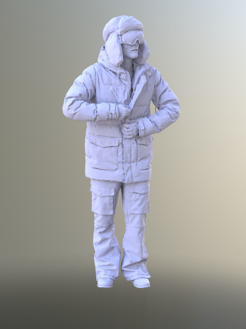 Andrew 10687 - Man In Winter Clothing Closing His Jacket 3D model_5