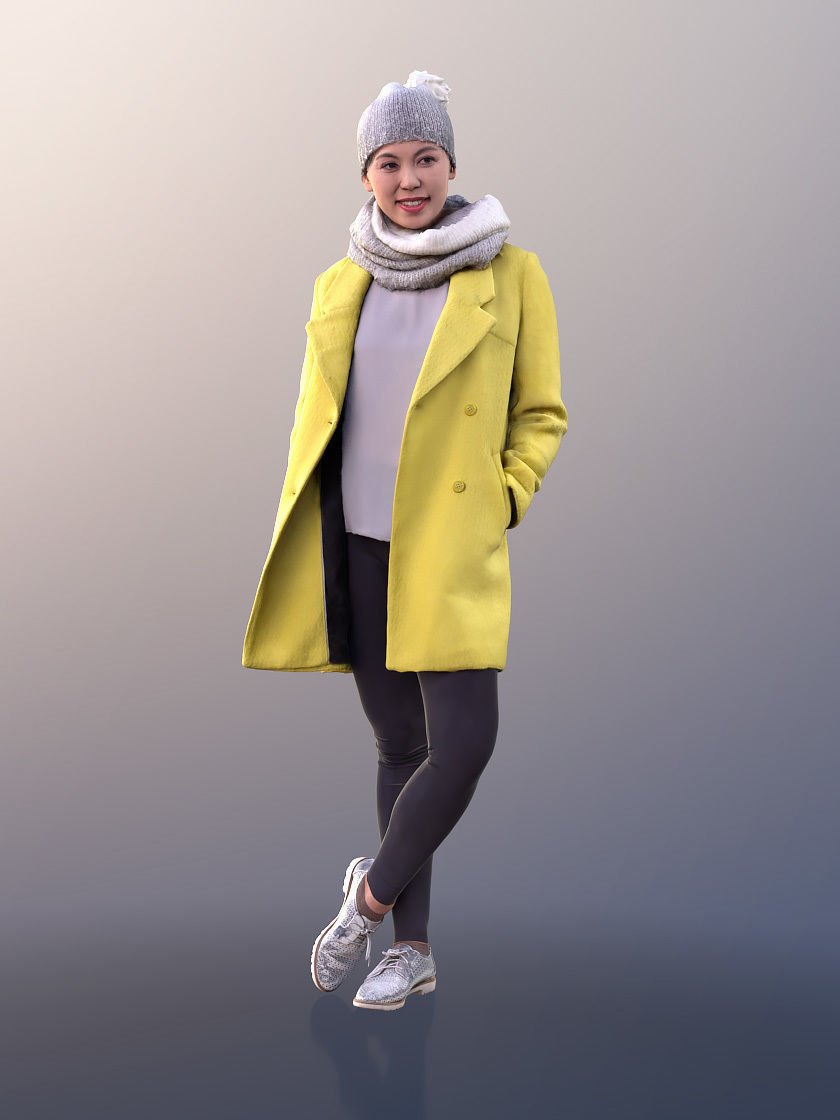 Bao 10559 - Woman In Coat Standing With Hand In Pocket 3D model_2
