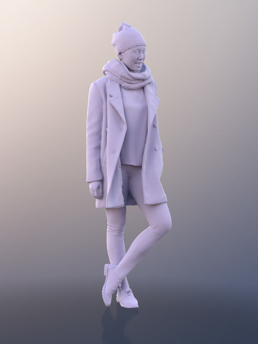 Bao 10559 - Woman In Coat Standing With Hand In Pocket 3D model_5