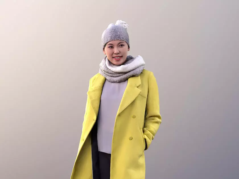 Bao 10559 - Woman In Coat Standing With Hand In Pocket 3D model_0