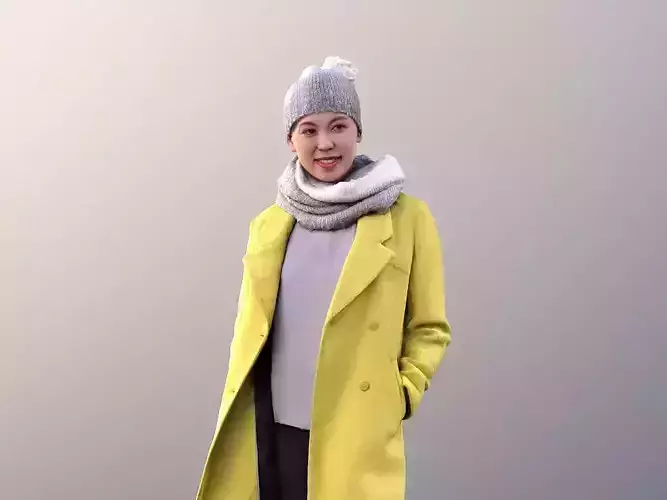 Bao 10559 - Woman In Coat Standing With Hand In Pocket 3D model