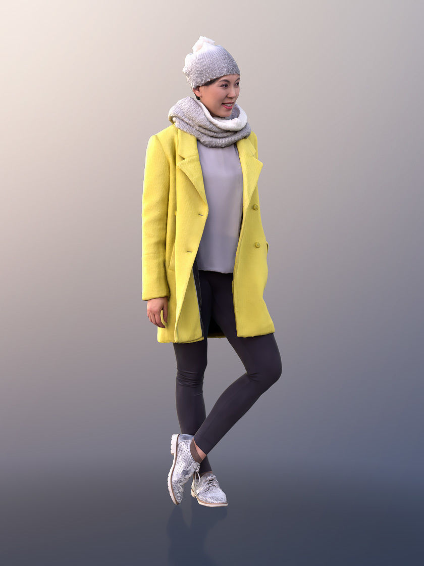 Bao 10559 - Woman In Coat Standing With Hand In Pocket 3D model_3