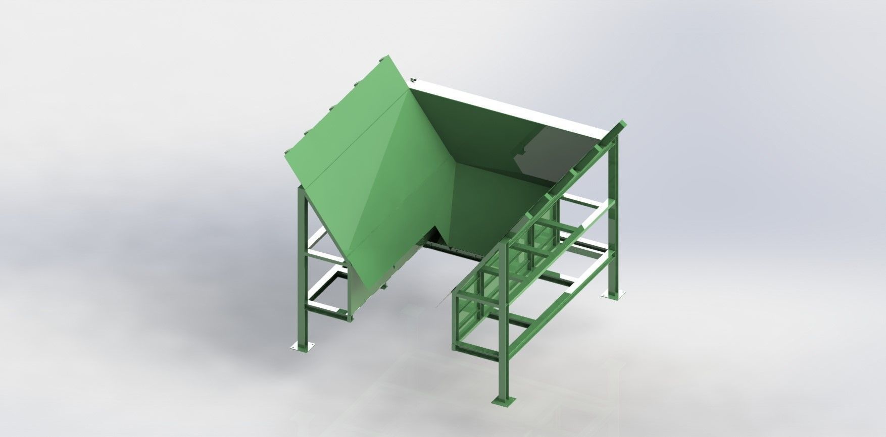 Discharge Hopper for Conveyor Belt Width 1300 mm 3D model_1