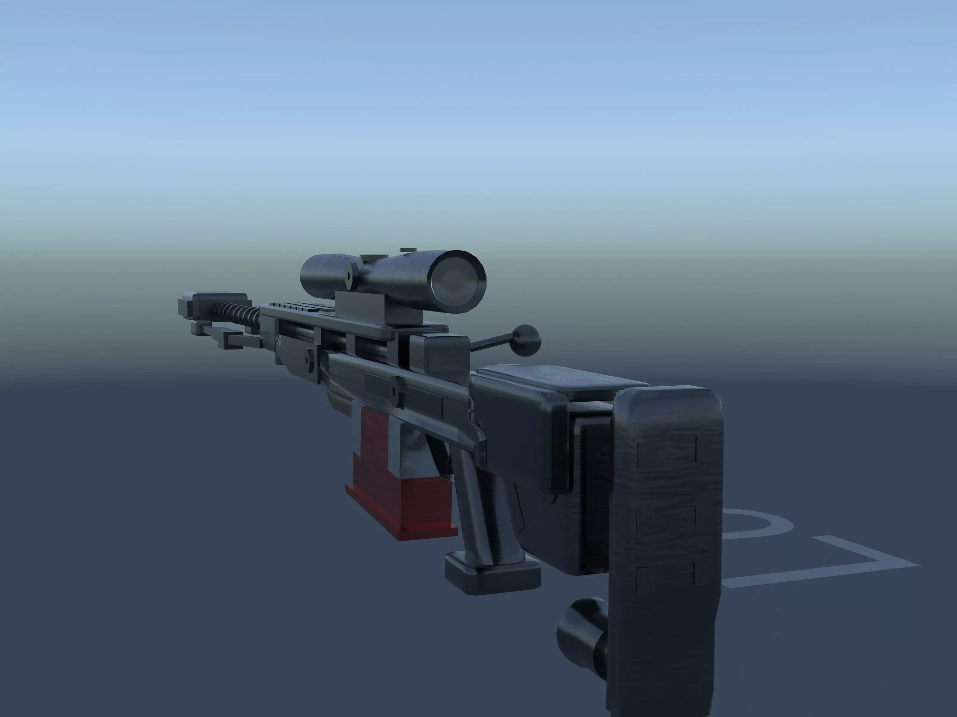Weapon rifle in sky Free 3D model_0