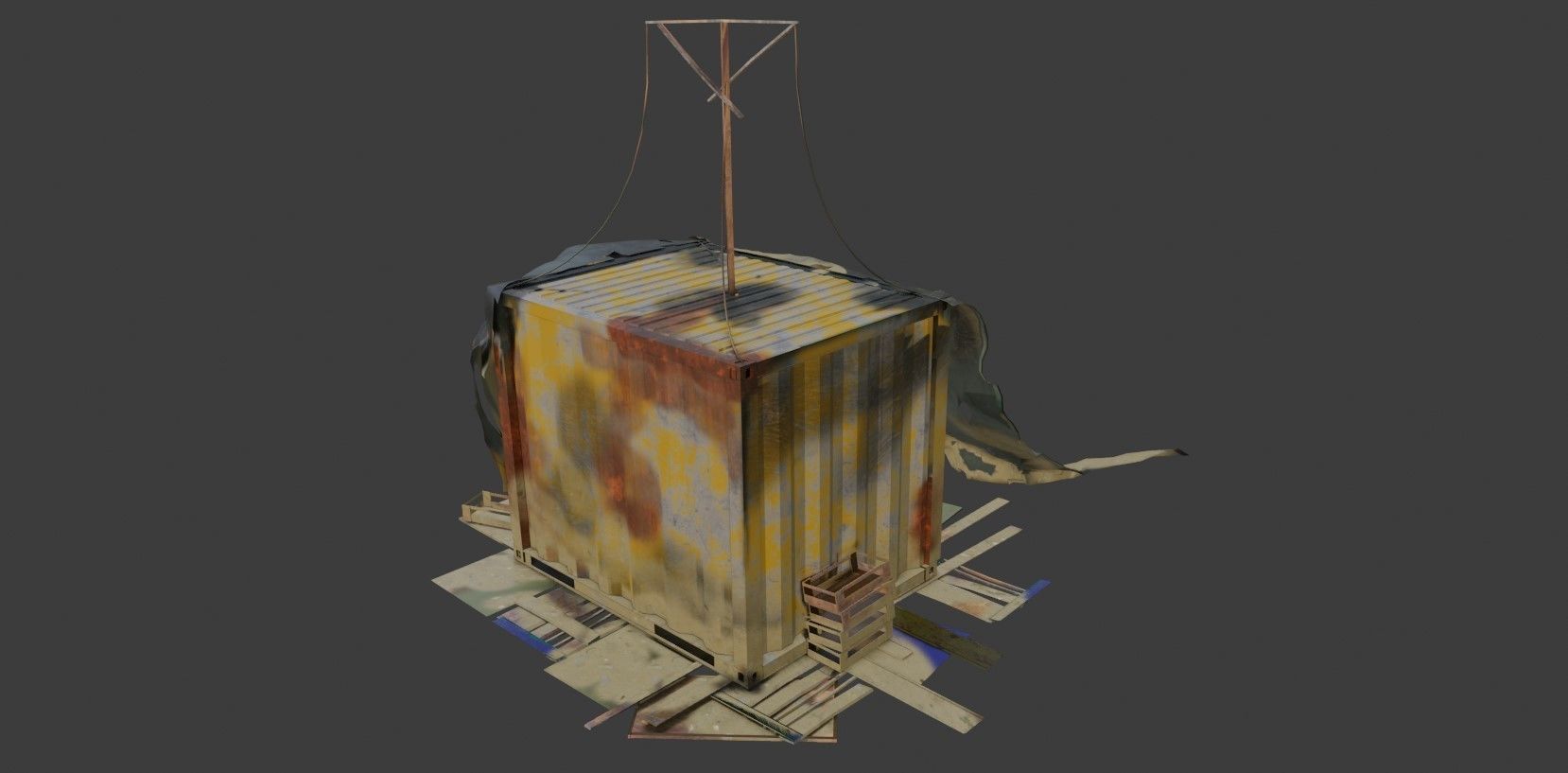 Post Apocalyptic Kitbash UNREAL FBX BLEND Houses Containers  3D model_15