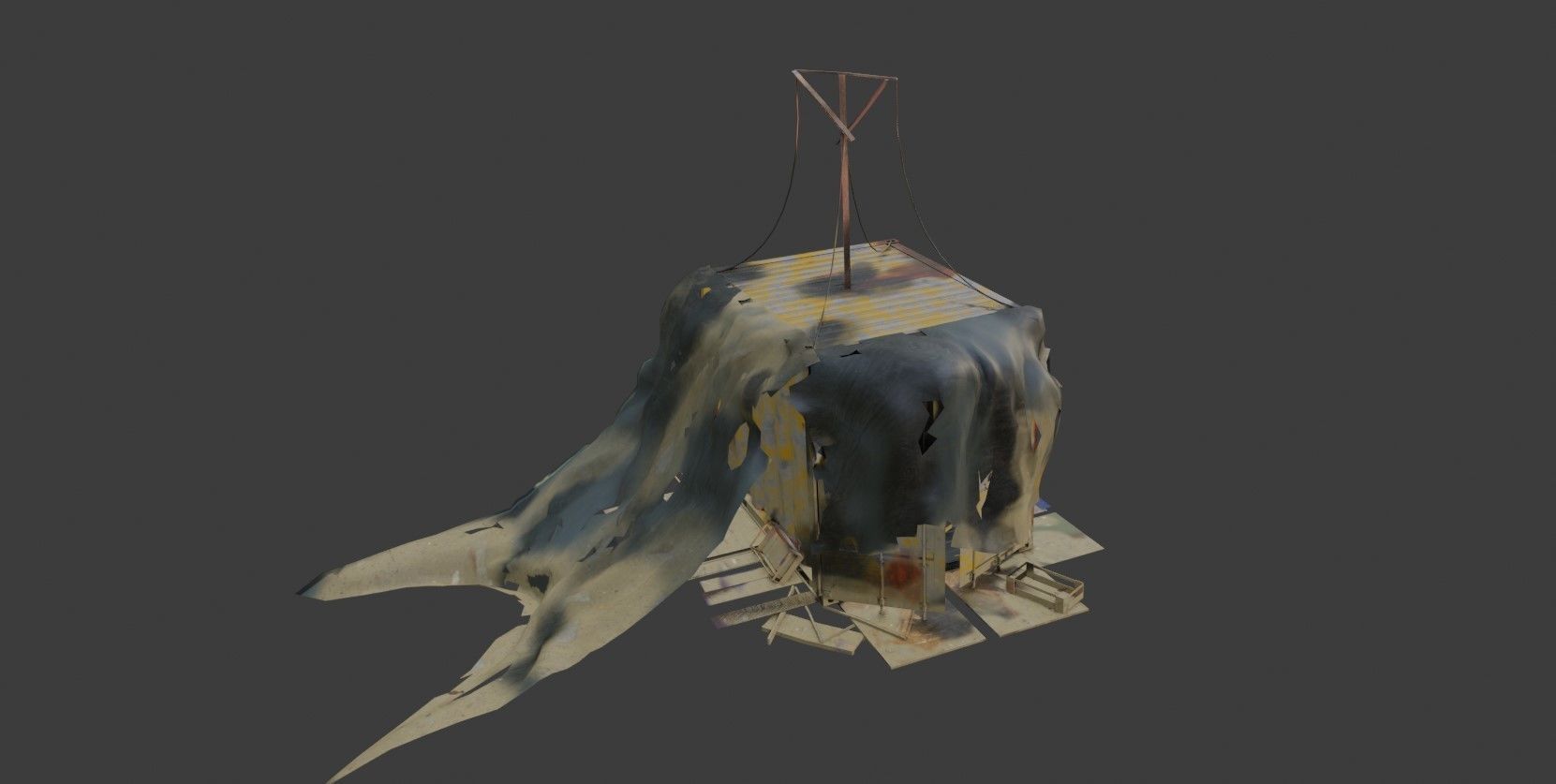 Post Apocalyptic Kitbash UNREAL FBX BLEND Houses Containers  3D model_16