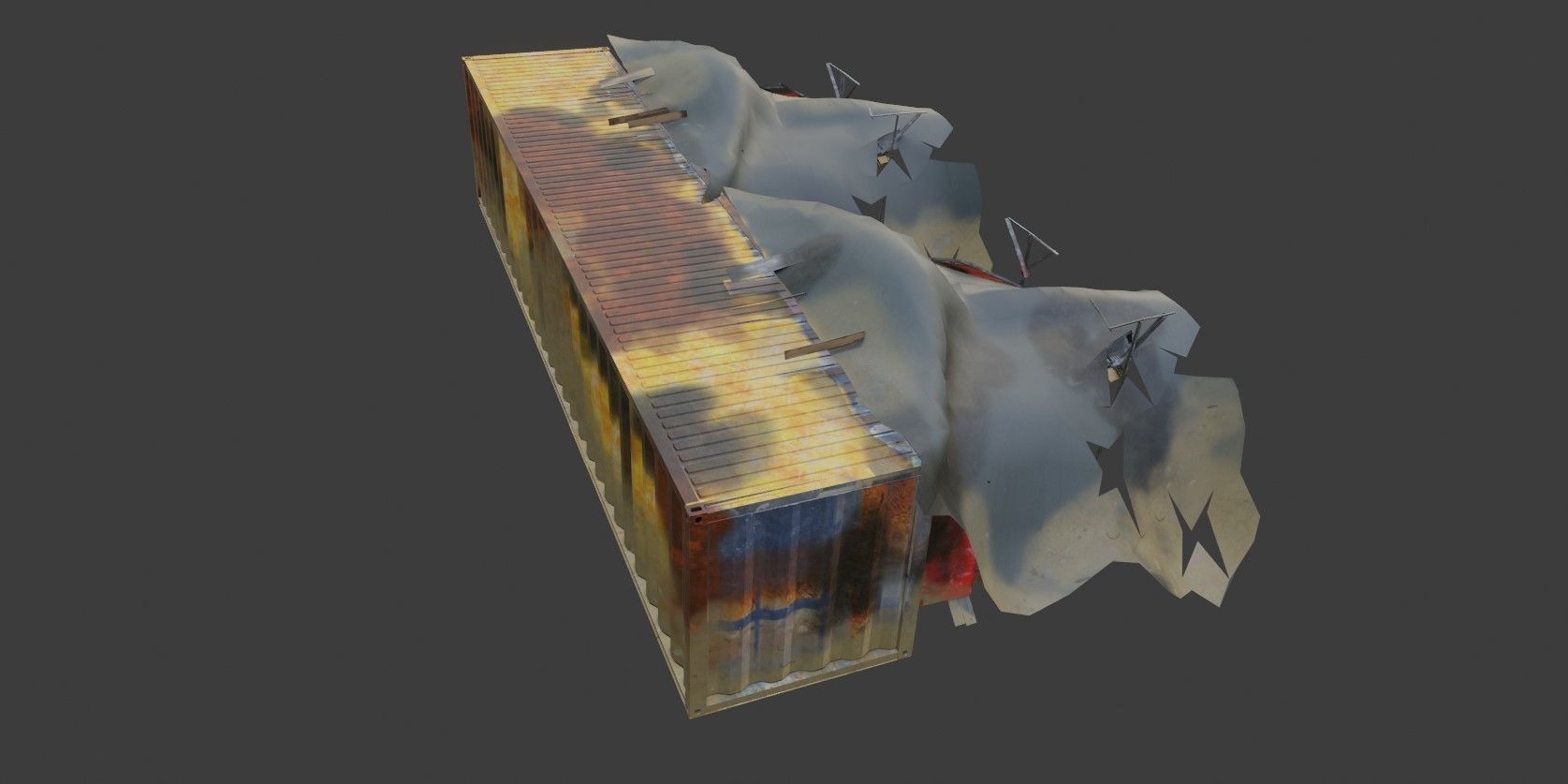 Post Apocalyptic Kitbash UNREAL FBX BLEND Houses Containers  3D model_13