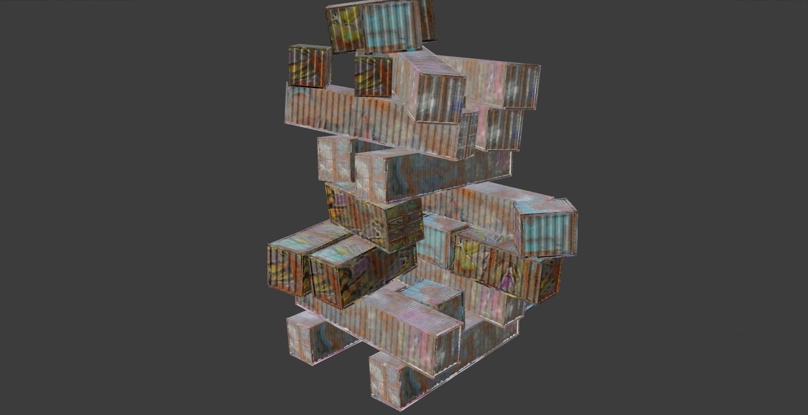 Post Apocalyptic Kitbash UNREAL FBX BLEND Houses Containers  3D model_18