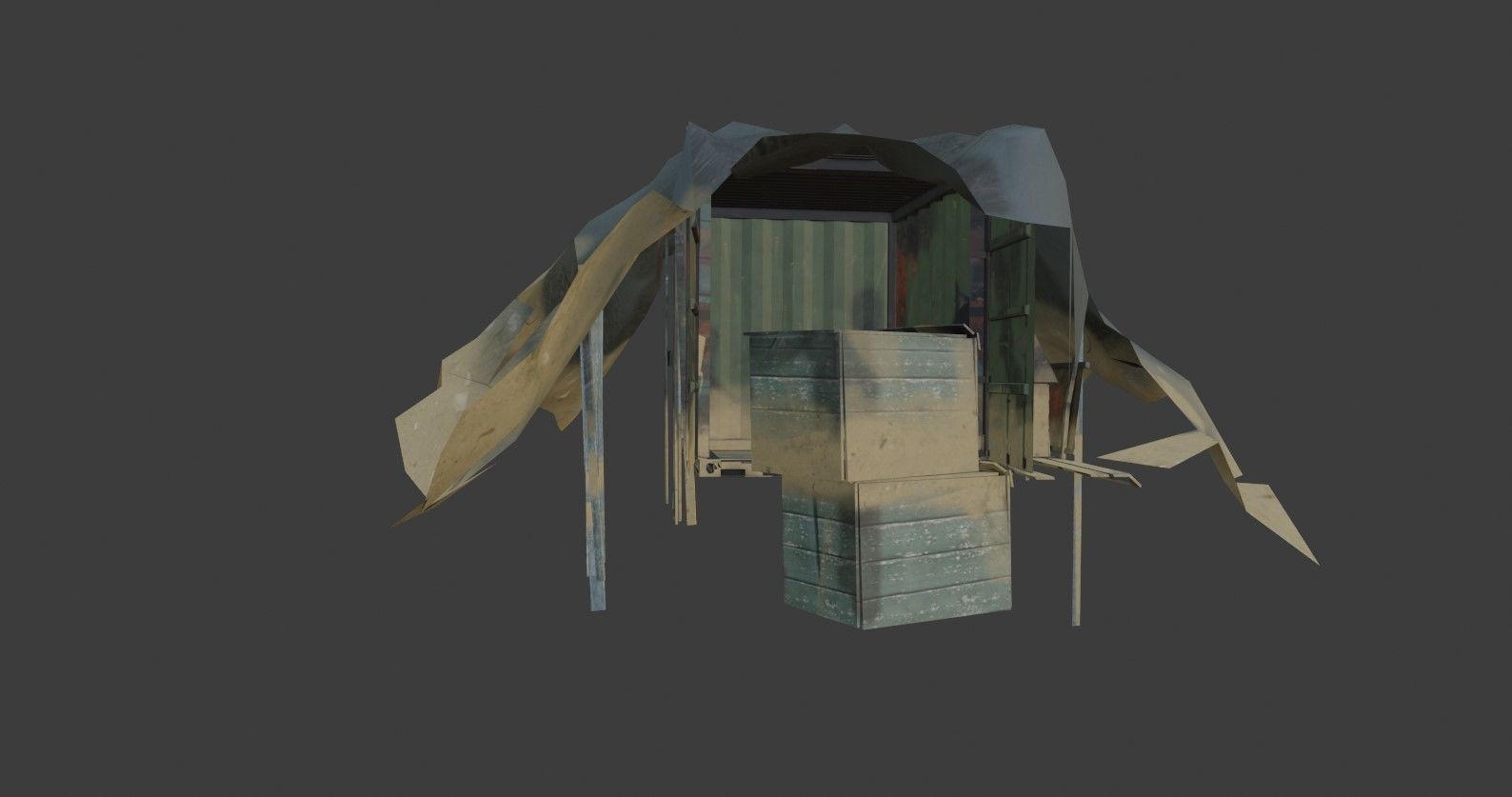 Post Apocalyptic Kitbash UNREAL FBX BLEND Houses Containers  3D model_14