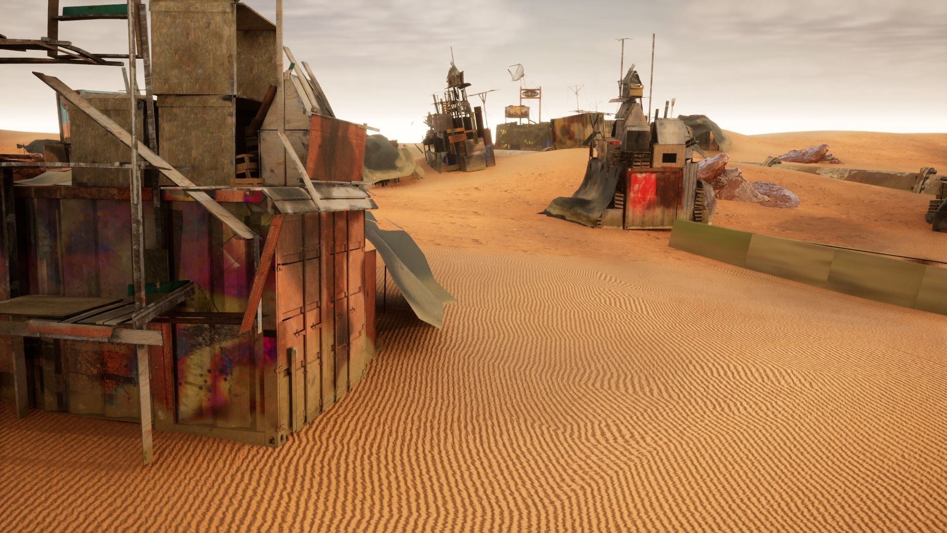 Post Apocalyptic Kitbash UNREAL FBX BLEND Houses Containers  3D model_36