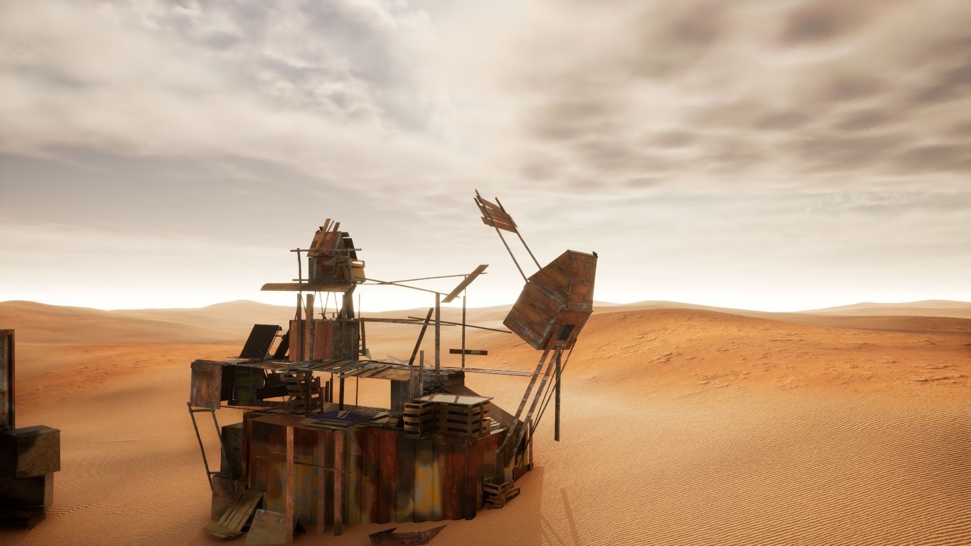 Post Apocalyptic Kitbash UNREAL FBX BLEND Houses Containers  3D model_29